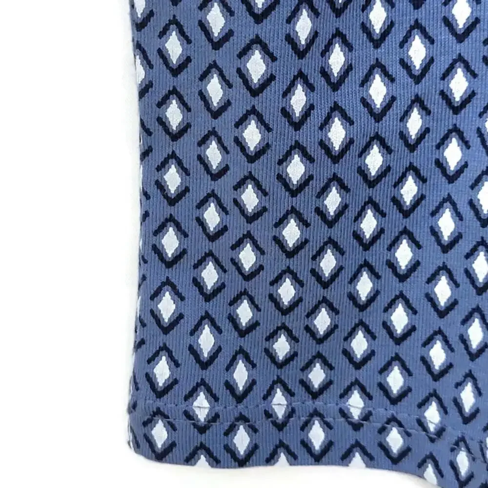 Gymboree Blue White Romper Diamond Print Short Sleeve Cotton Blend Girls Size 6